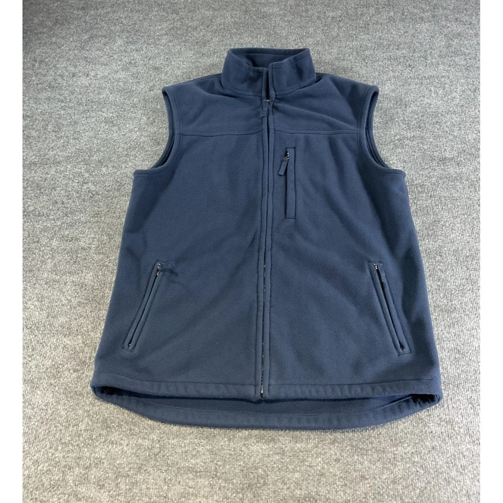 Duluth Trading Fleece Vest Mens Large Blue Full Zip Outdoor Workwear Hiking Util